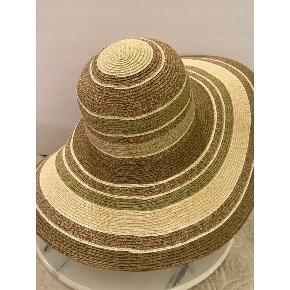 Cappelli Straworld Womens Wide Brim Paper Braid Packable Sun Hat Striped One Siz